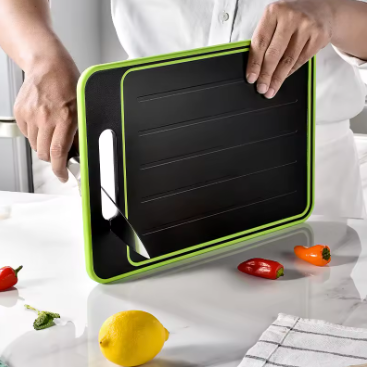 4-in-1 Double-Sided Cutting Board with Knife Sharpener & Garlic Grinder