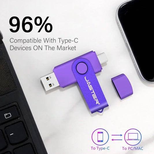 TYPE-C USB Flash Drive 128GB - Real Capacity Pen Drive with Free Key Chain