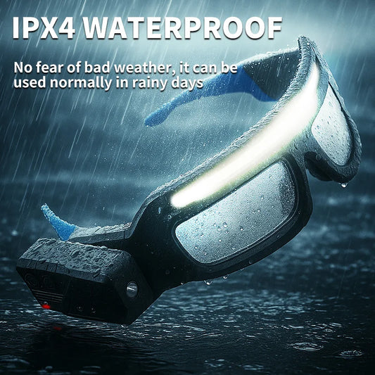 Smart Glasses Headlamp – USB-C Rechargeable Motion-Sensor Light