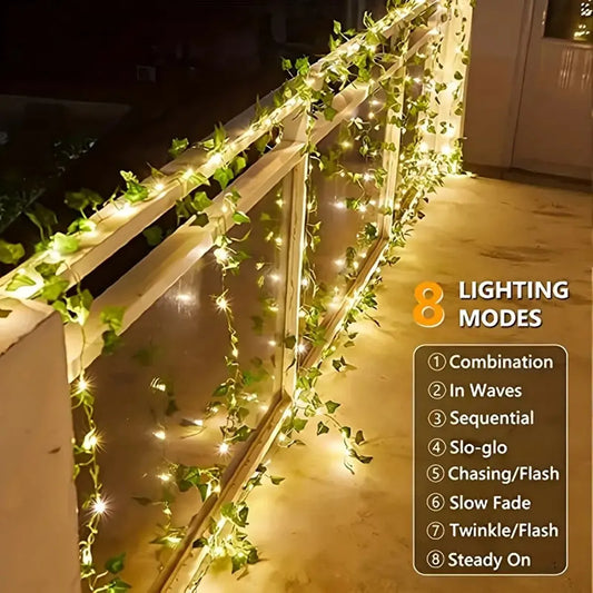 Ivy String Lights with 100 LEDs – Solar-Powered, Waterproof