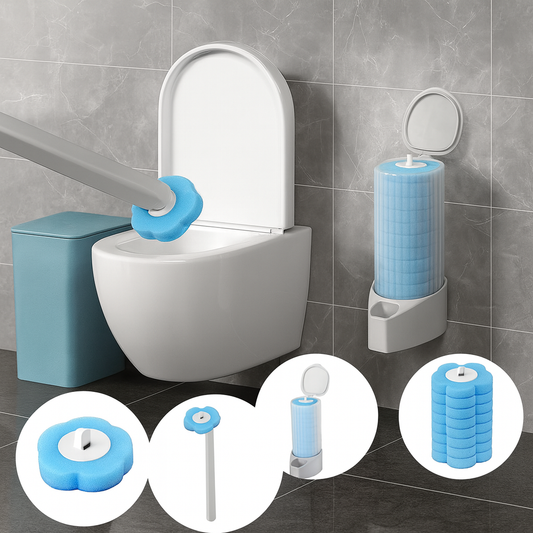 Toilet Wand Kit – 360° Cleaning Brush with 24 Disposable Heads