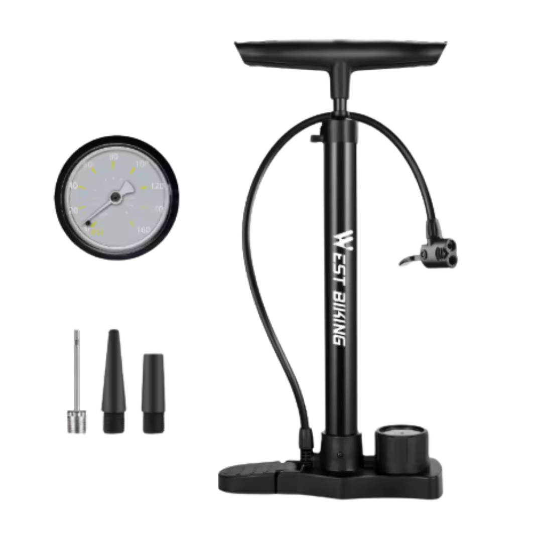 Stainless Steel Bicycle Pump with Pressure Gauge