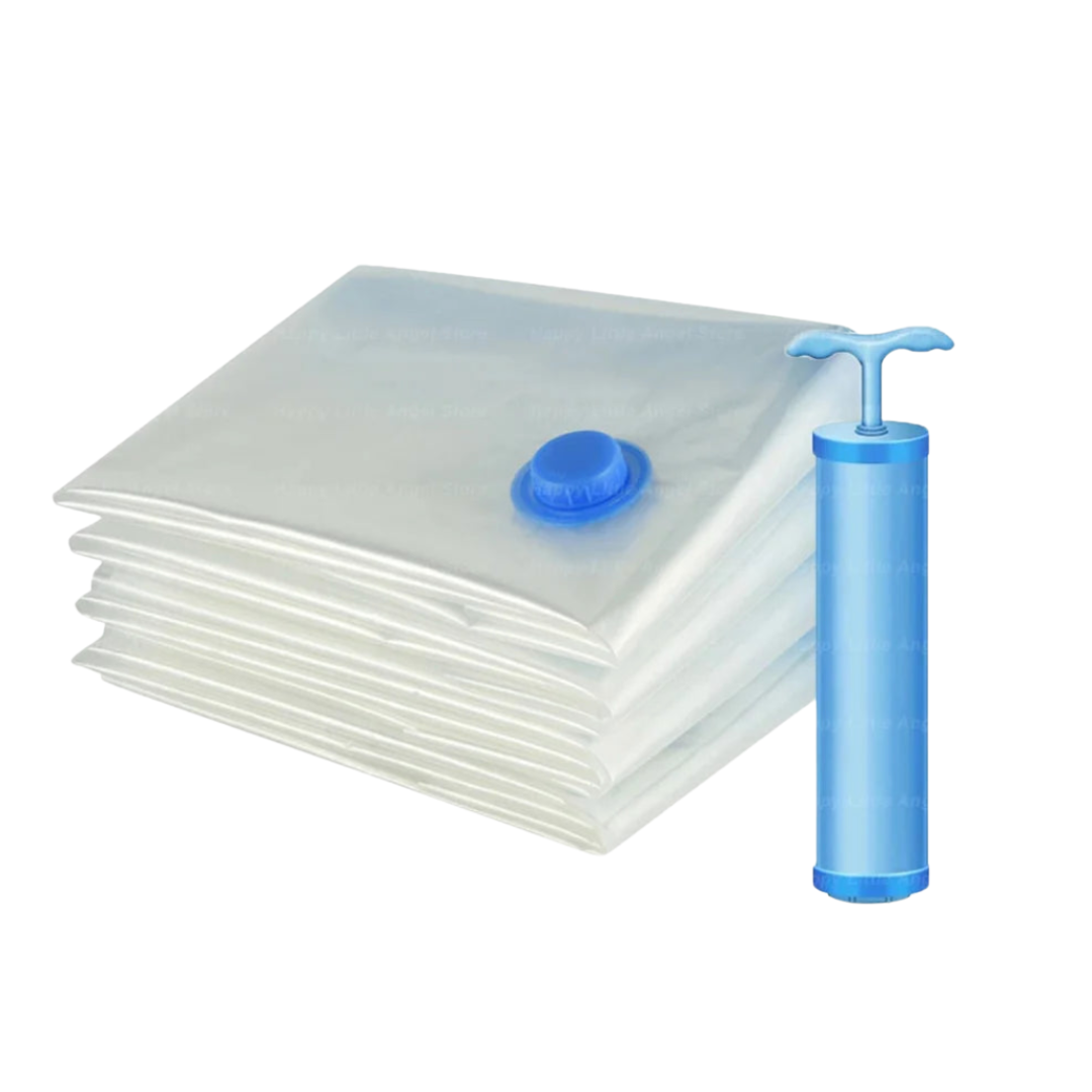 4PCS Reusable Vacuum Storage Bags with Hand Pump