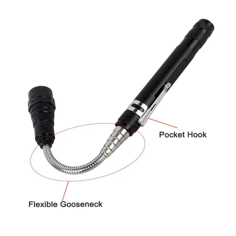 LED magnetic flexible flashlight for tight spaces