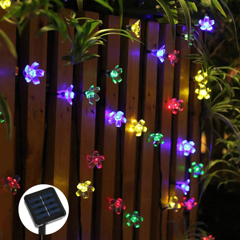 Solar Cherry Flower String Lights