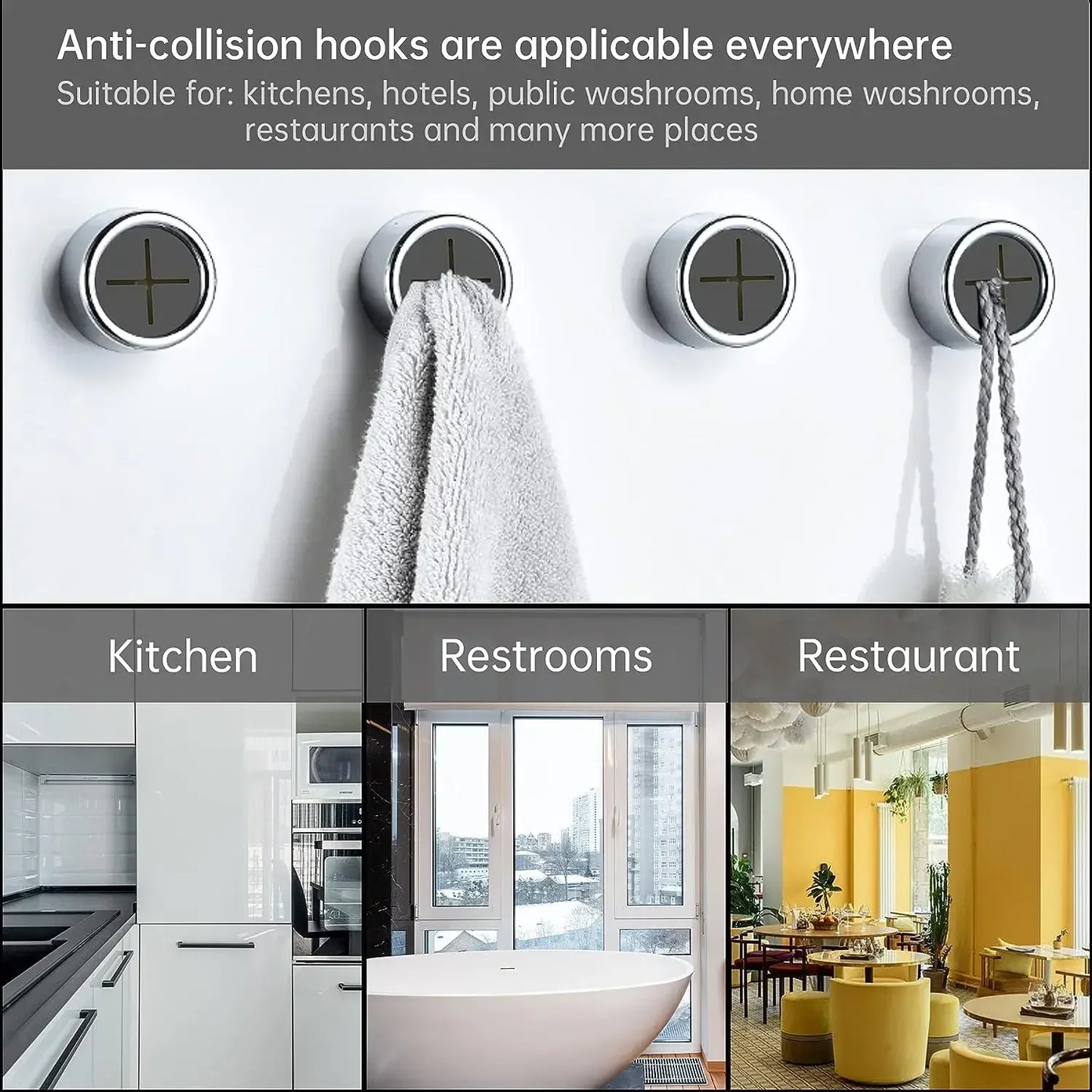 Adhesive Towel Plug Holder - Wall Mounted, Punch-Free Bathroom & Kitchen Organizer (3pcs)