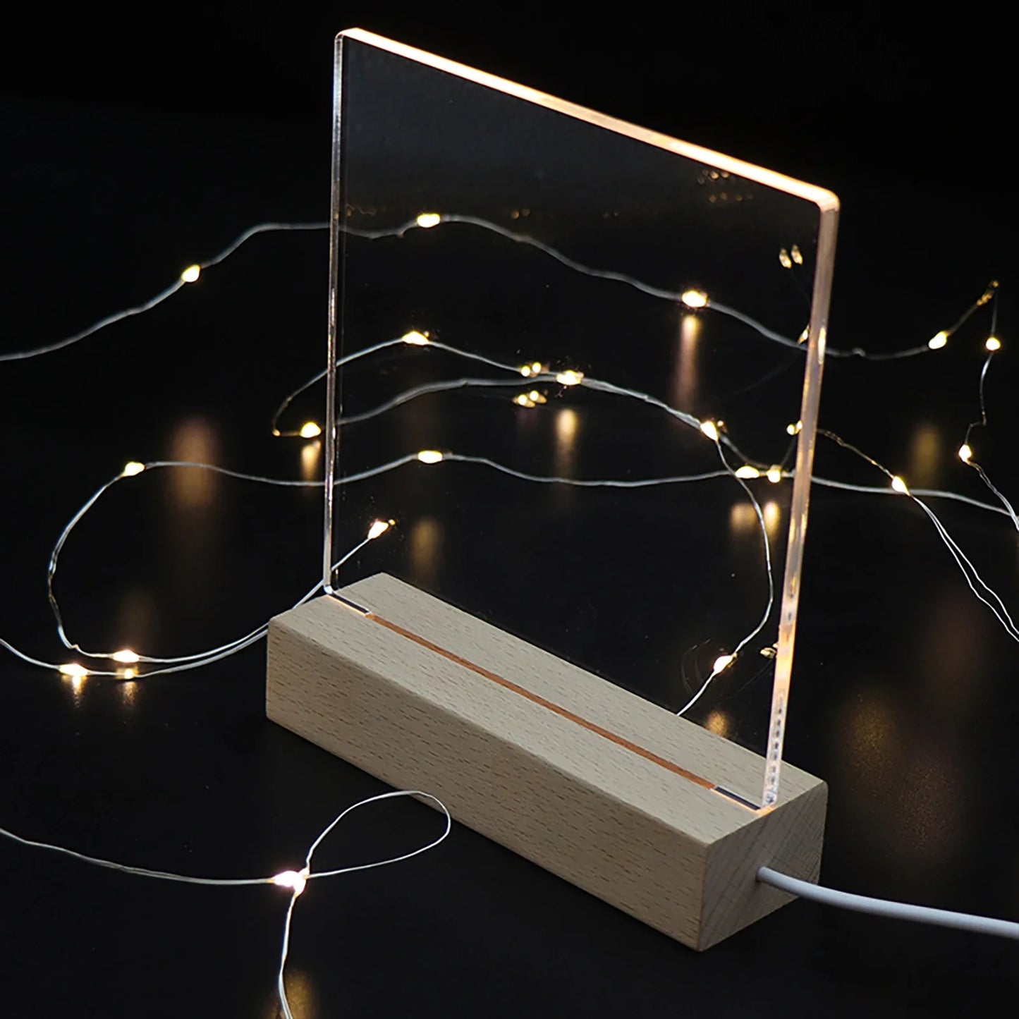 LED Wood Light Display Base – USB Wooden Stand for Crystal & Resin Art