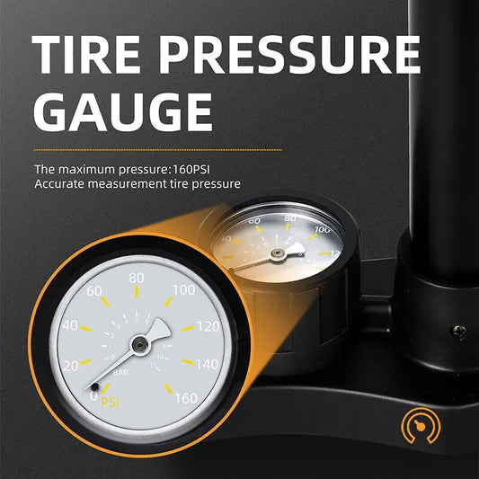 Stainless Steel Bicycle Pump with Pressure Gauge
