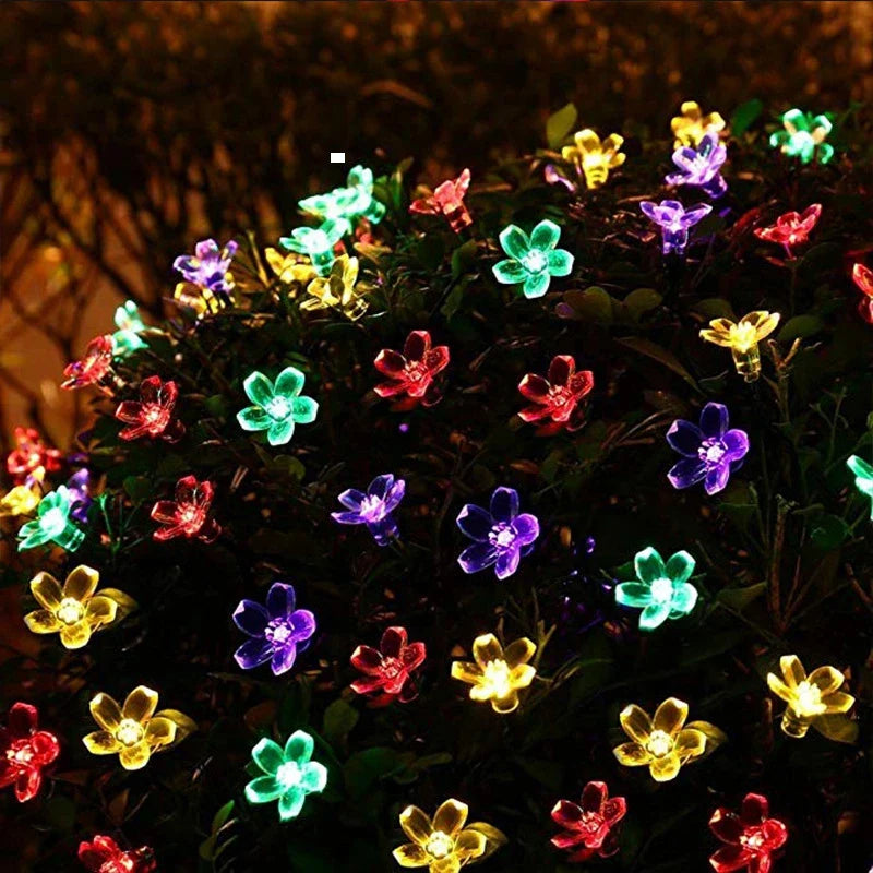 Solar Cherry Flower String Lights