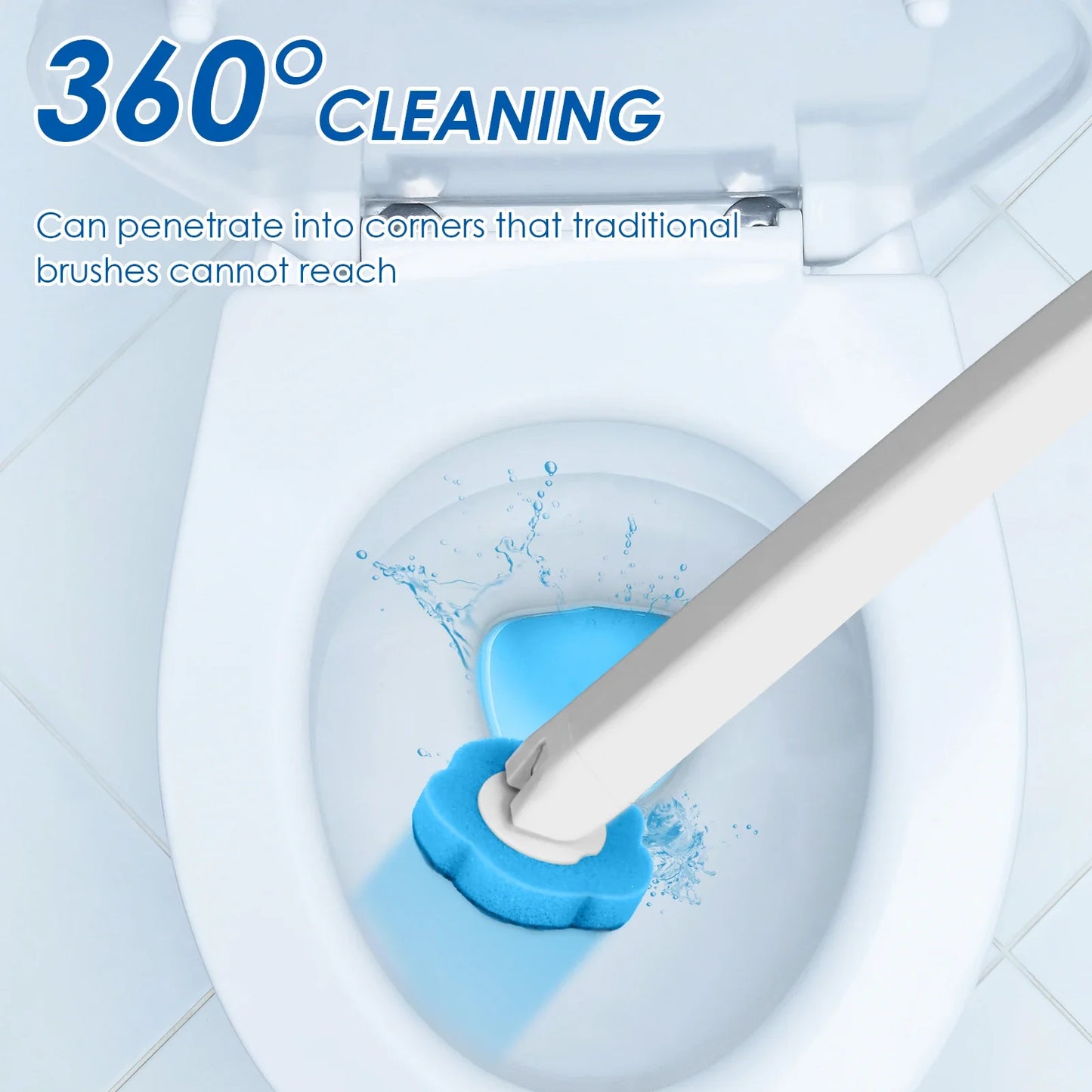 Toilet Wand Kit – 360° Cleaning Brush with 24 Disposable Heads