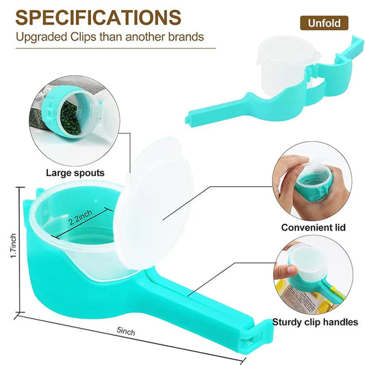 FreshLock Pour-Spout Bag Clips for Food Storage