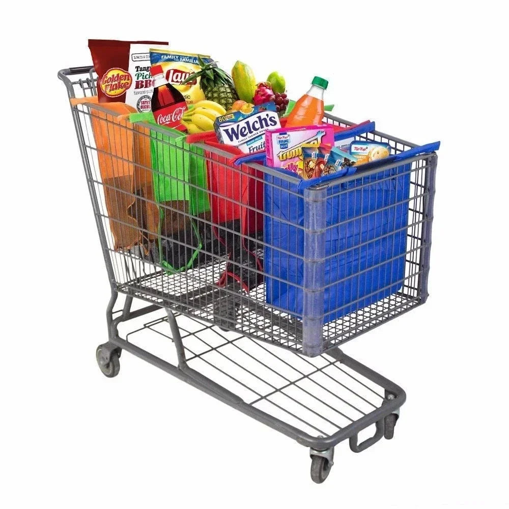 Foldable Trolley Bags – 4 Pcs Reusable Shopping Storage Set