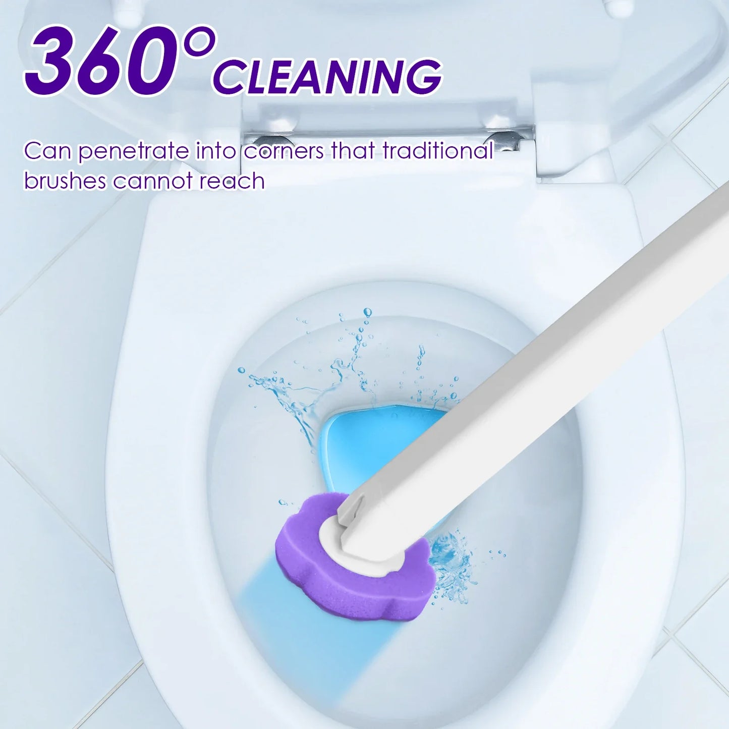 Toilet Wand Kit – 360° Cleaning Brush with 24 Disposable Heads
