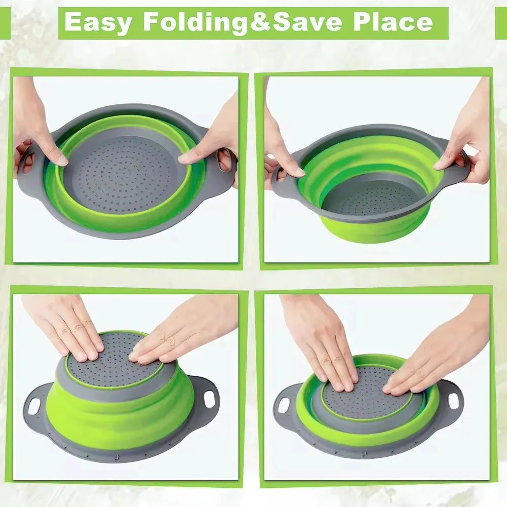 Silicone Folding Drain Basket - Collapsible Fruit & Vegetable Washing Basket