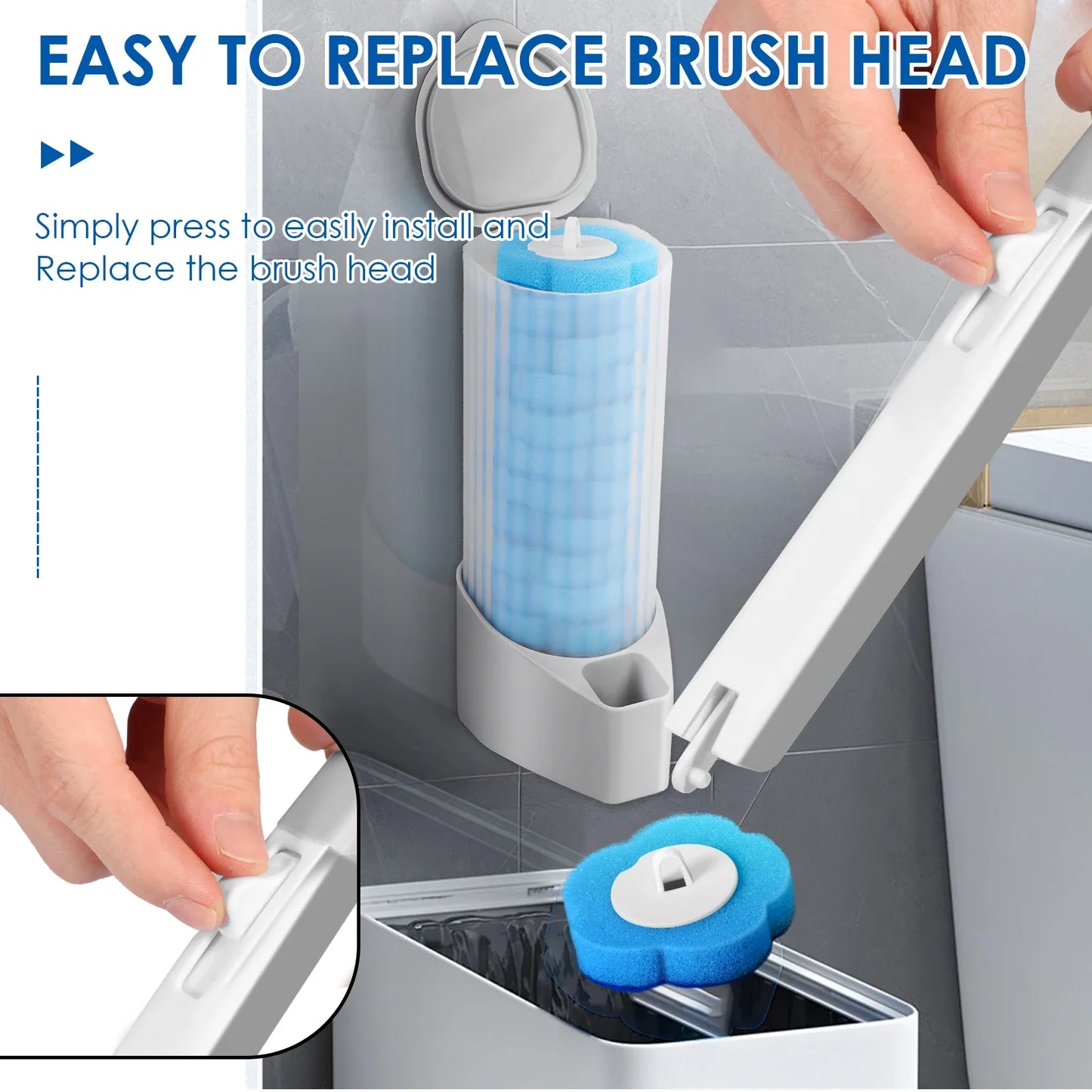 Toilet Wand Kit – 360° Cleaning Brush with 24 Disposable Heads