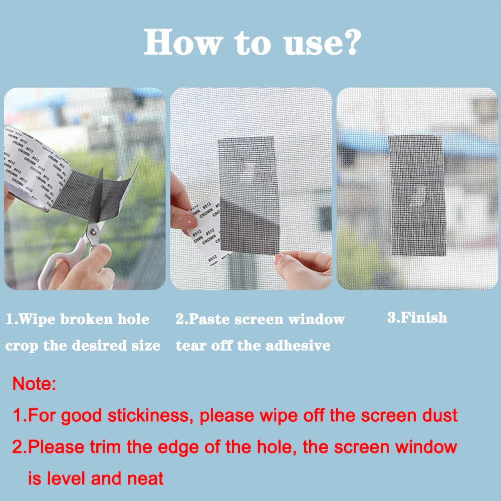 Waterproof Window Screen Repair Tape – Self-Adhesive Anti-Mosquito Mesh Patch