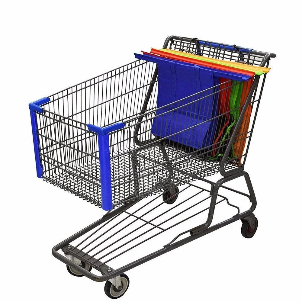 Foldable Trolley Bags – 4 Pcs Reusable Shopping Storage Set