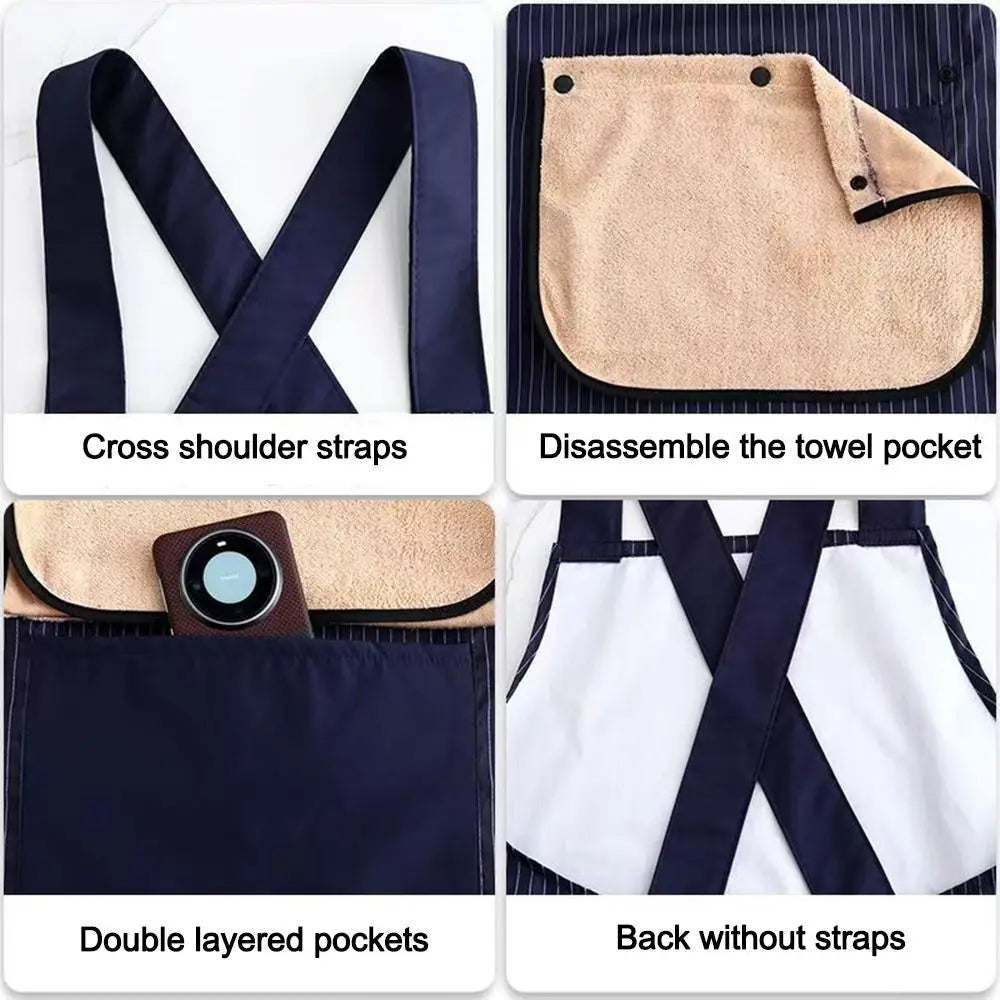 Waterproof Kitchen Apron with Removable Hand Towel