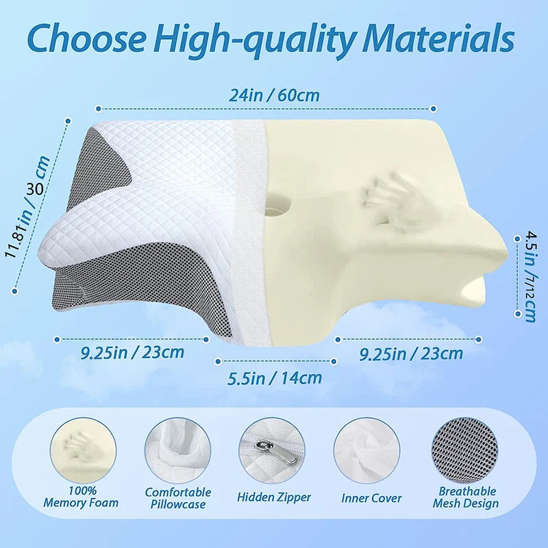 Memory Foam Cervical Pillow – 2-in-1 Ergonomic Neck Support