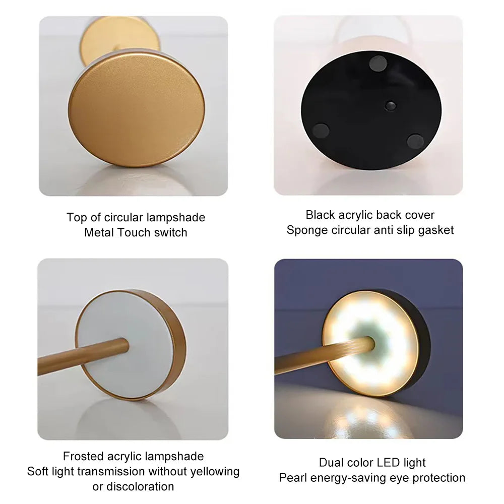 Classic Rechargeable Touch Table Lamp – Stepless Dimming & 3 Color Modes