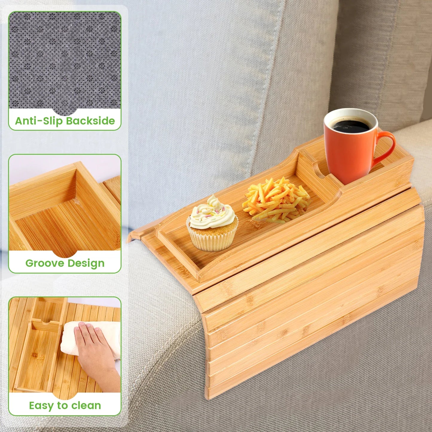Foldable Couch Tray for Drinks and Snacks