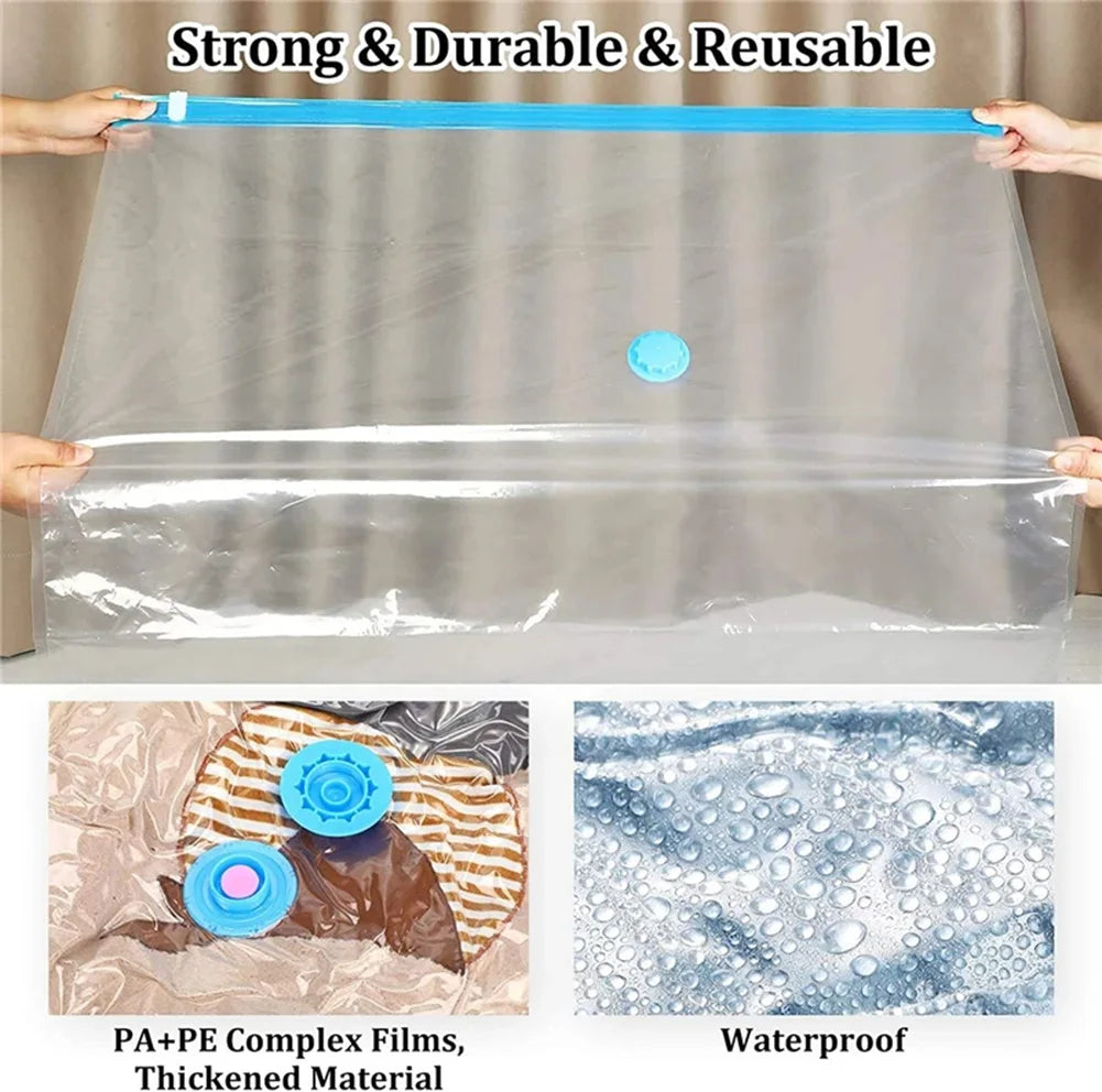 4PCS Reusable Vacuum Storage Bags with Hand Pump