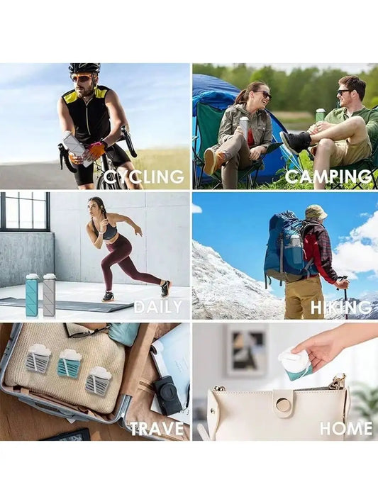 FlexiFold Square Silicone Water Bottle – Portable Collapsible Sports Bottle