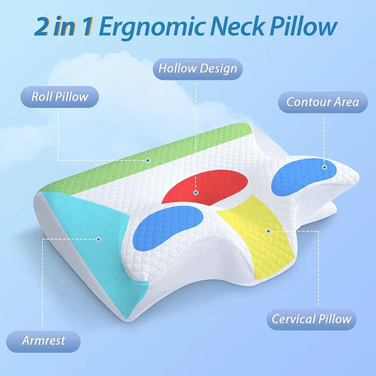 Memory Foam Cervical Pillow – 2-in-1 Ergonomic Neck Support