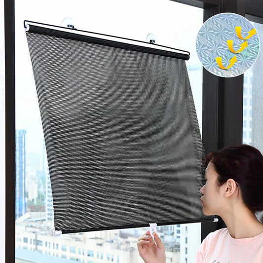Retractable Sunshade Roller Curtain with Suction Cups