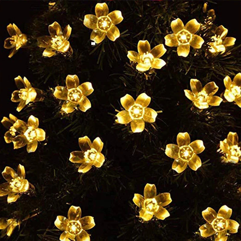 Solar Cherry Flower String Lights