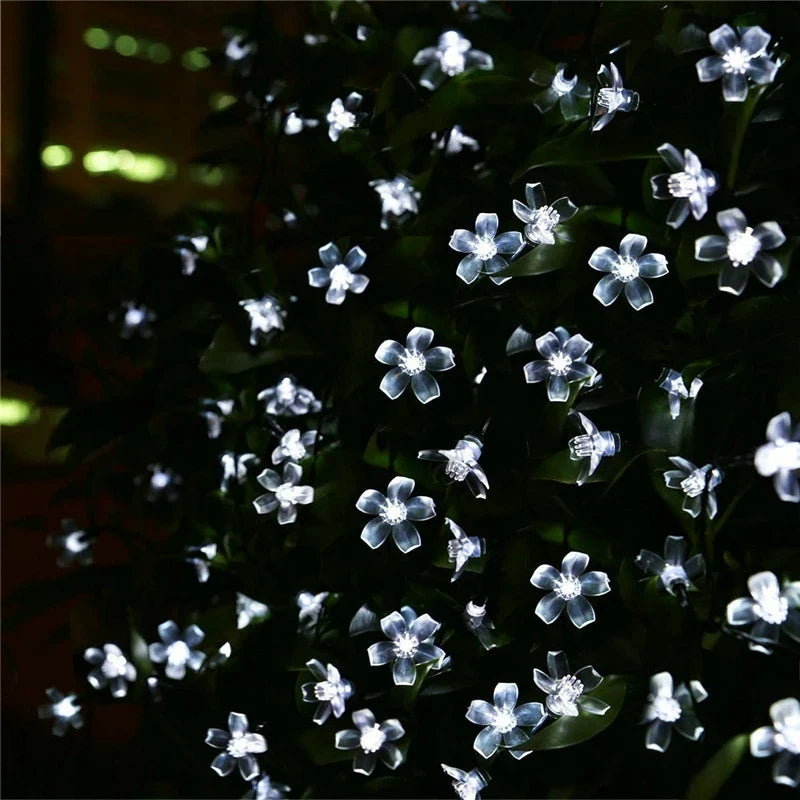 Solar Cherry Flower String Lights