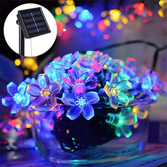 Solar Cherry Flower String Lights