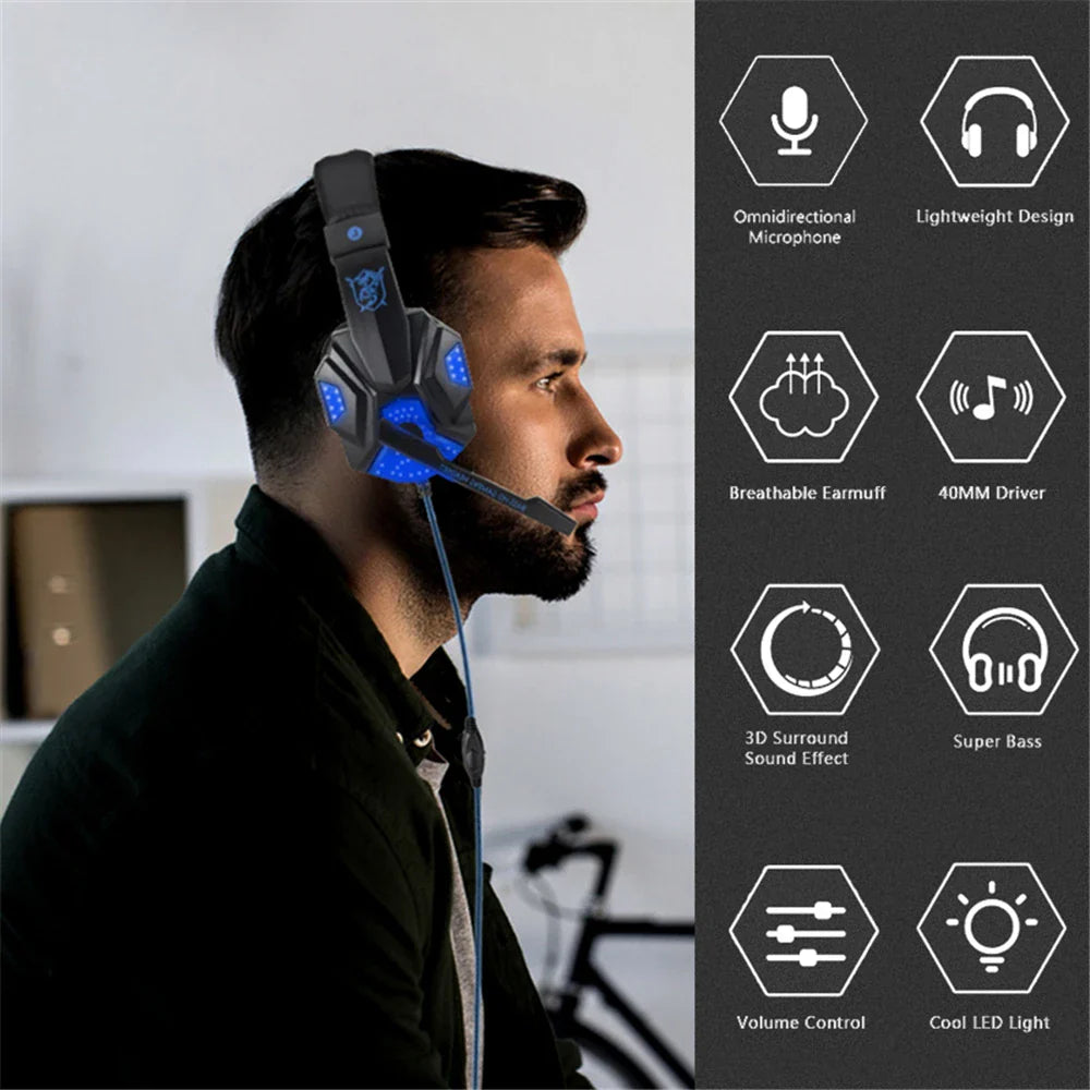 LED Gaming Headset with Microphone
