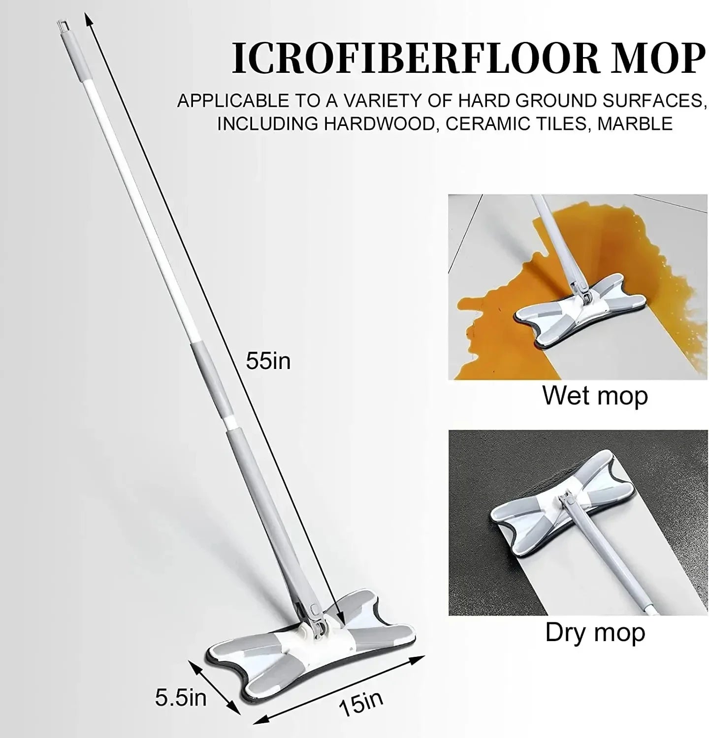 Self-Wringing Floor Mop with Replaceable Pads