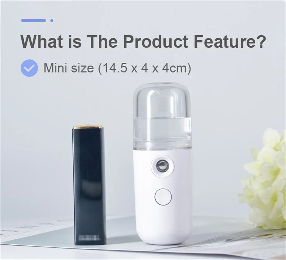 Nano Facial Hydrator Sprayer - Mini Rechargeable Humidifier & Face Steamer for Skin Care
