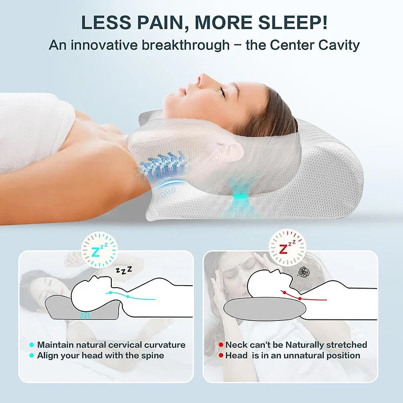 Memory Foam Cervical Pillow – 2-in-1 Ergonomic Neck Support