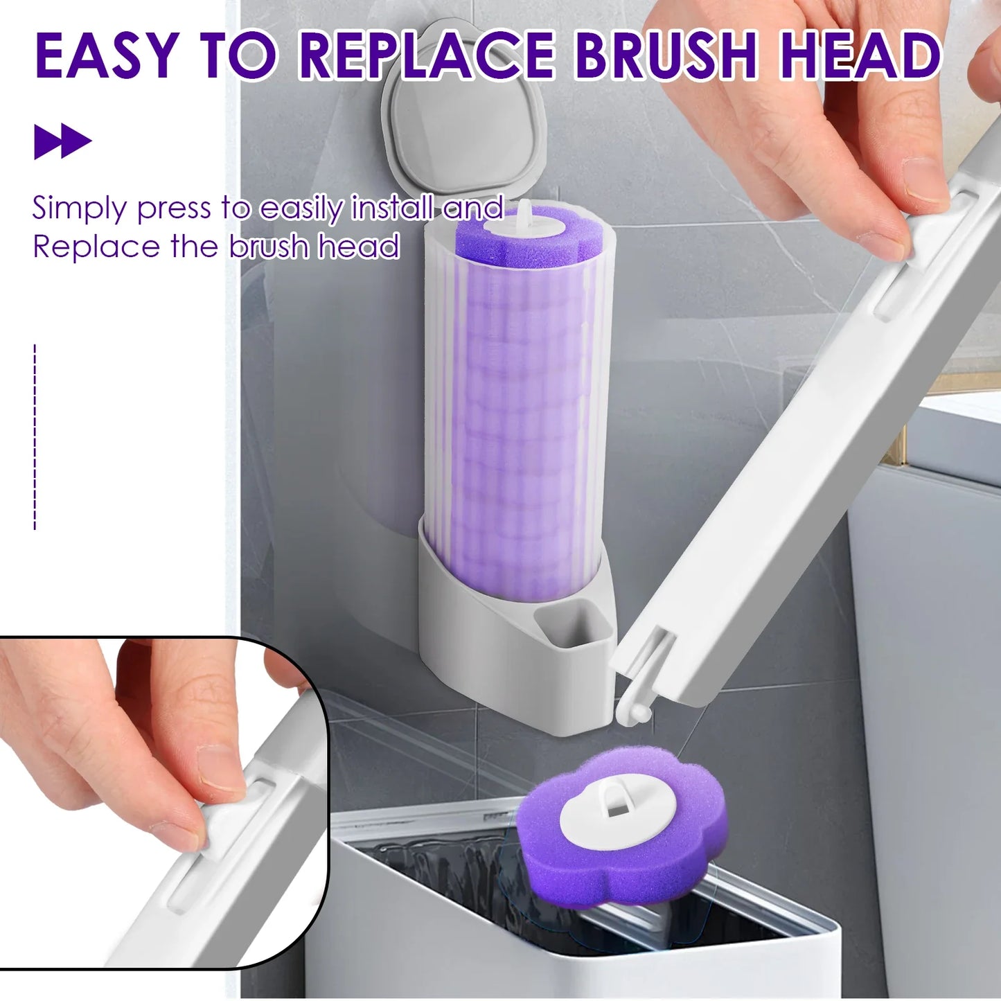 Toilet Wand Kit – 360° Cleaning Brush with 24 Disposable Heads