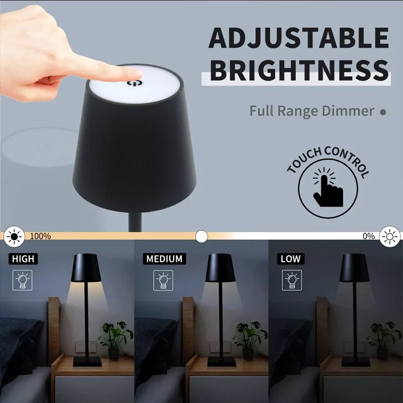 Wireless LED Table Lamp – Rechargeable Light with Touch Control