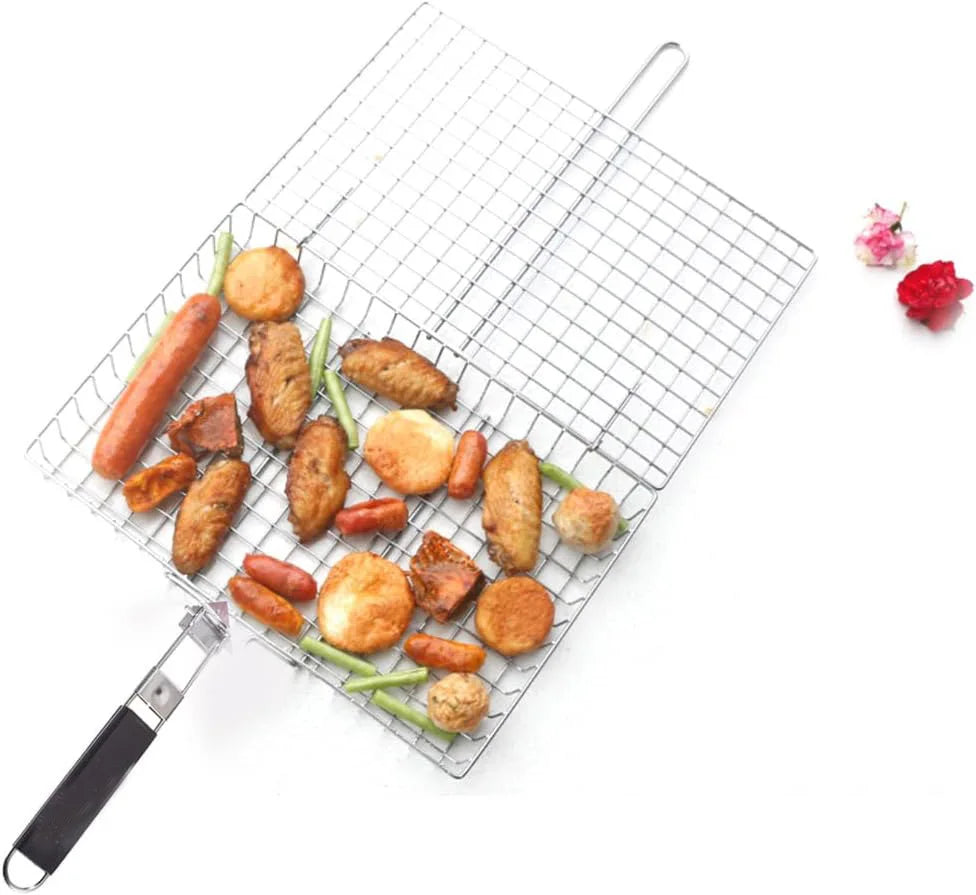 Stainless Steel BBQ Grill Basket with Handle