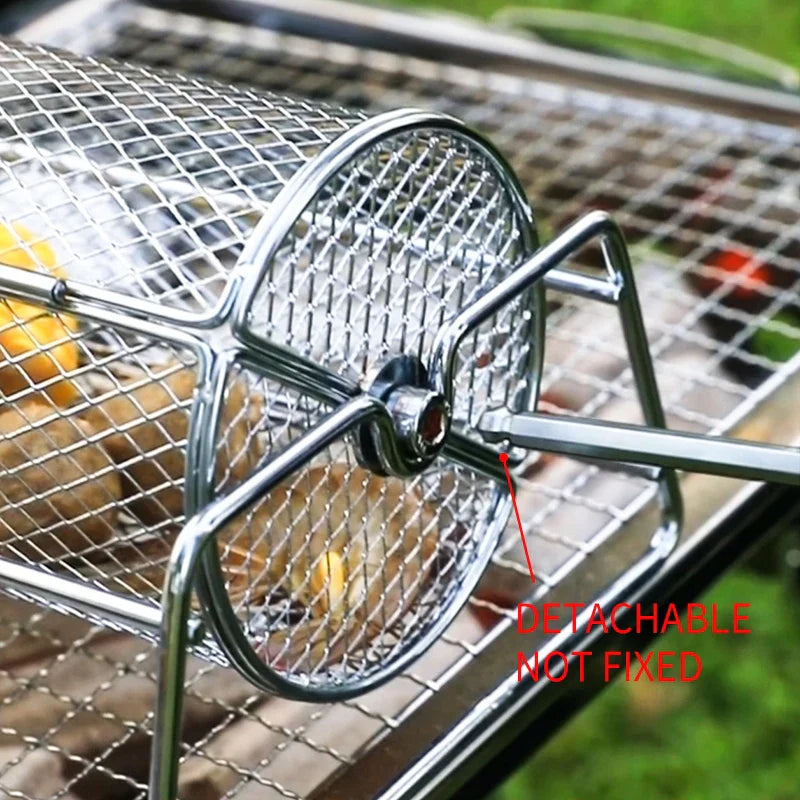 Stainless Steel Rolling BBQ Grill Mesh Basket