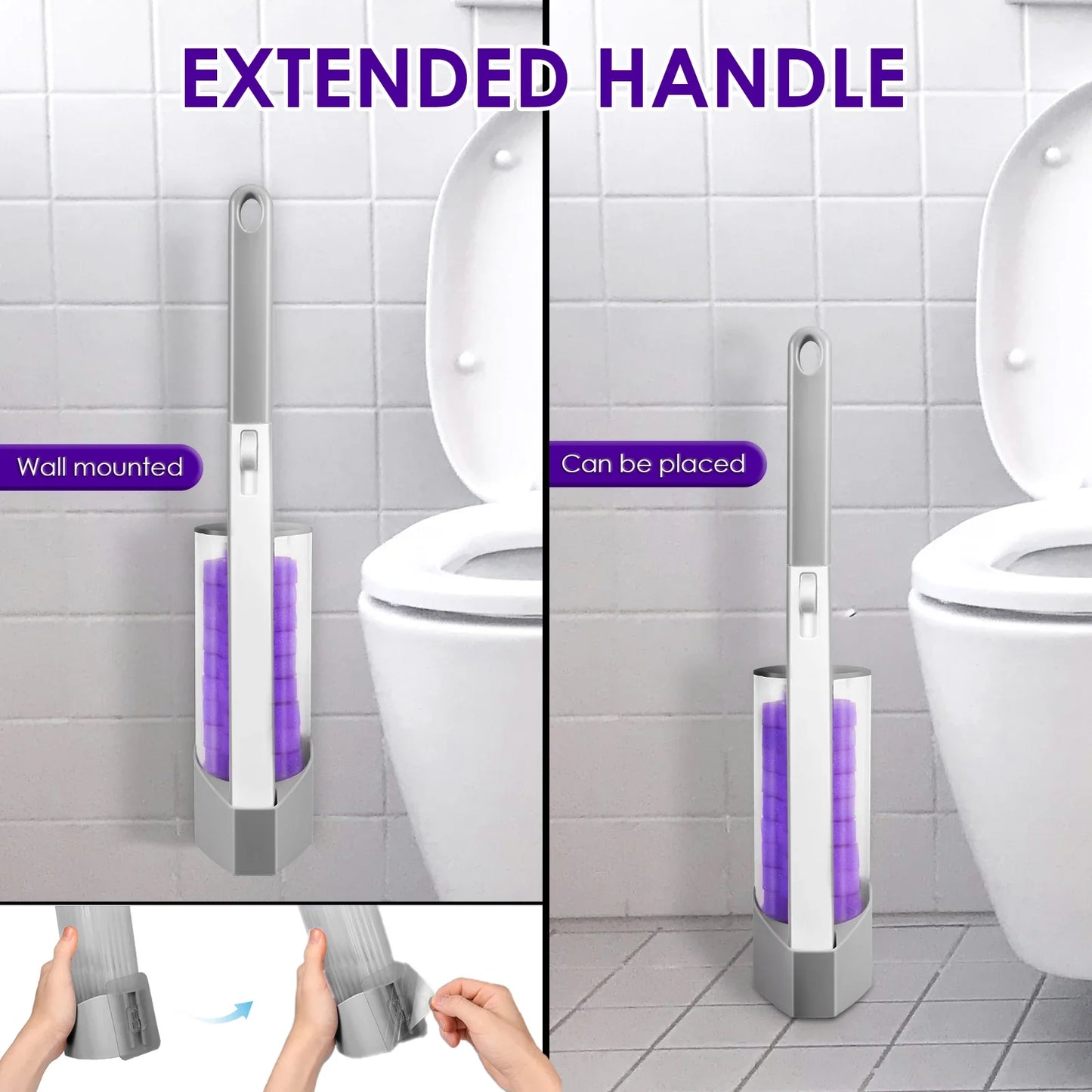 Toilet Wand Kit – 360° Cleaning Brush with 24 Disposable Heads