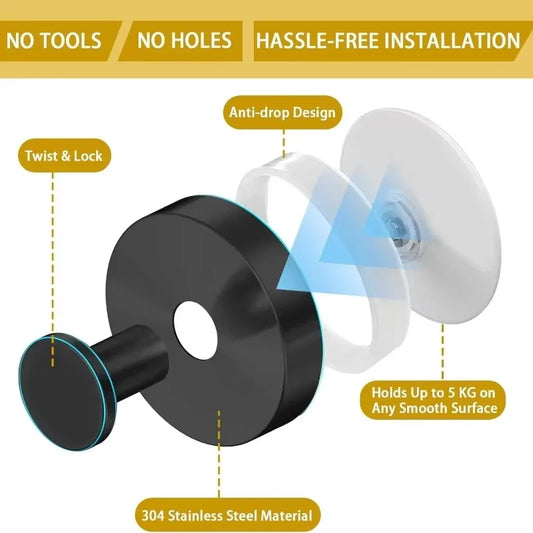 Suction Cup Hooks – Punch-Free Wall Mounted Towel & Utility Holders