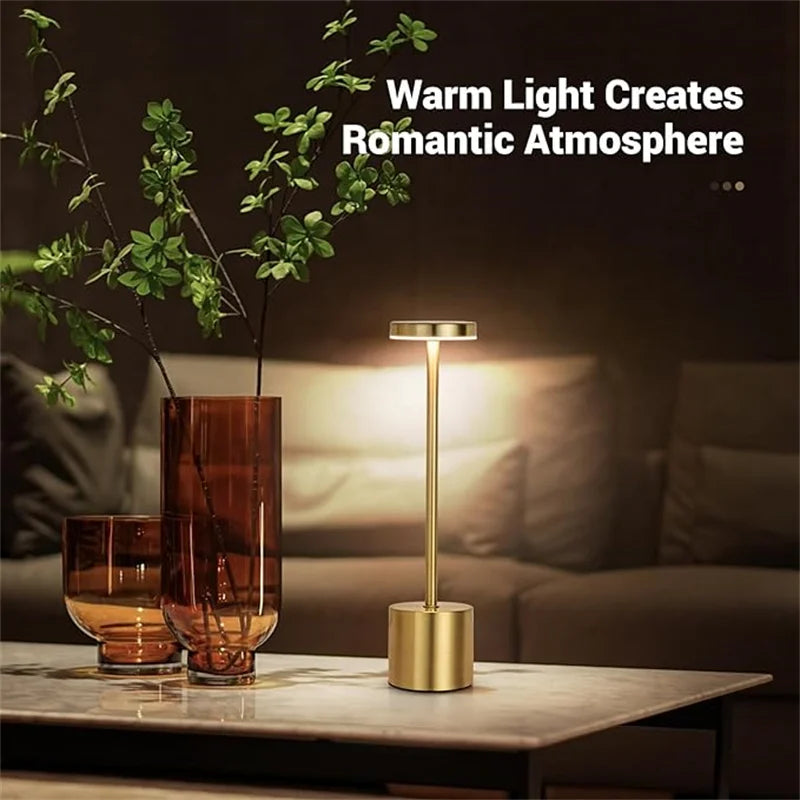 Classic Rechargeable Touch Table Lamp – Stepless Dimming & 3 Color Modes
