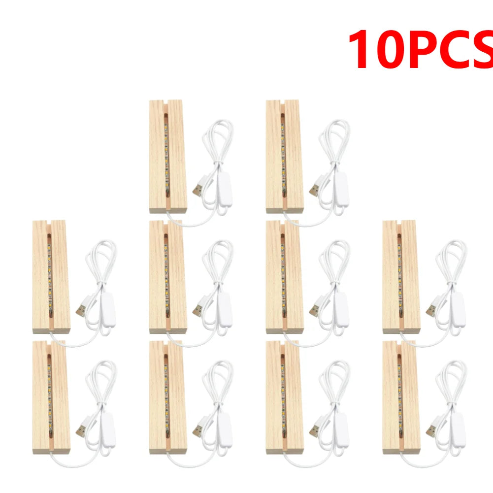 LED Wood Light Display Base – USB Wooden Stand for Crystal & Resin Art
