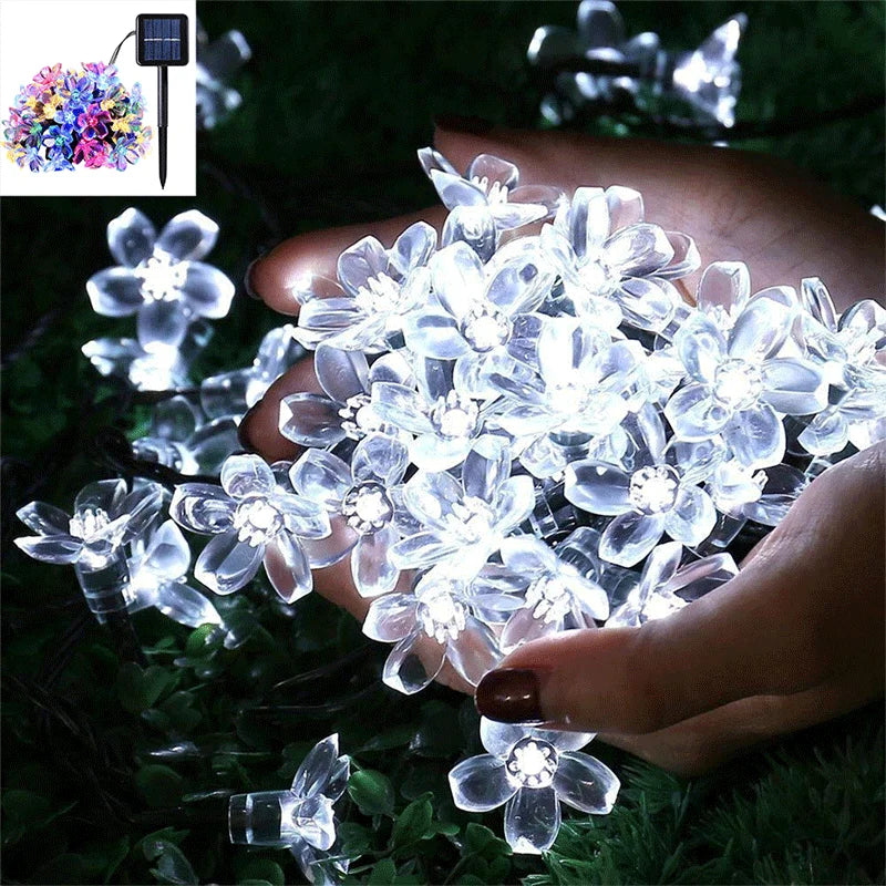 Solar Cherry Flower String Lights
