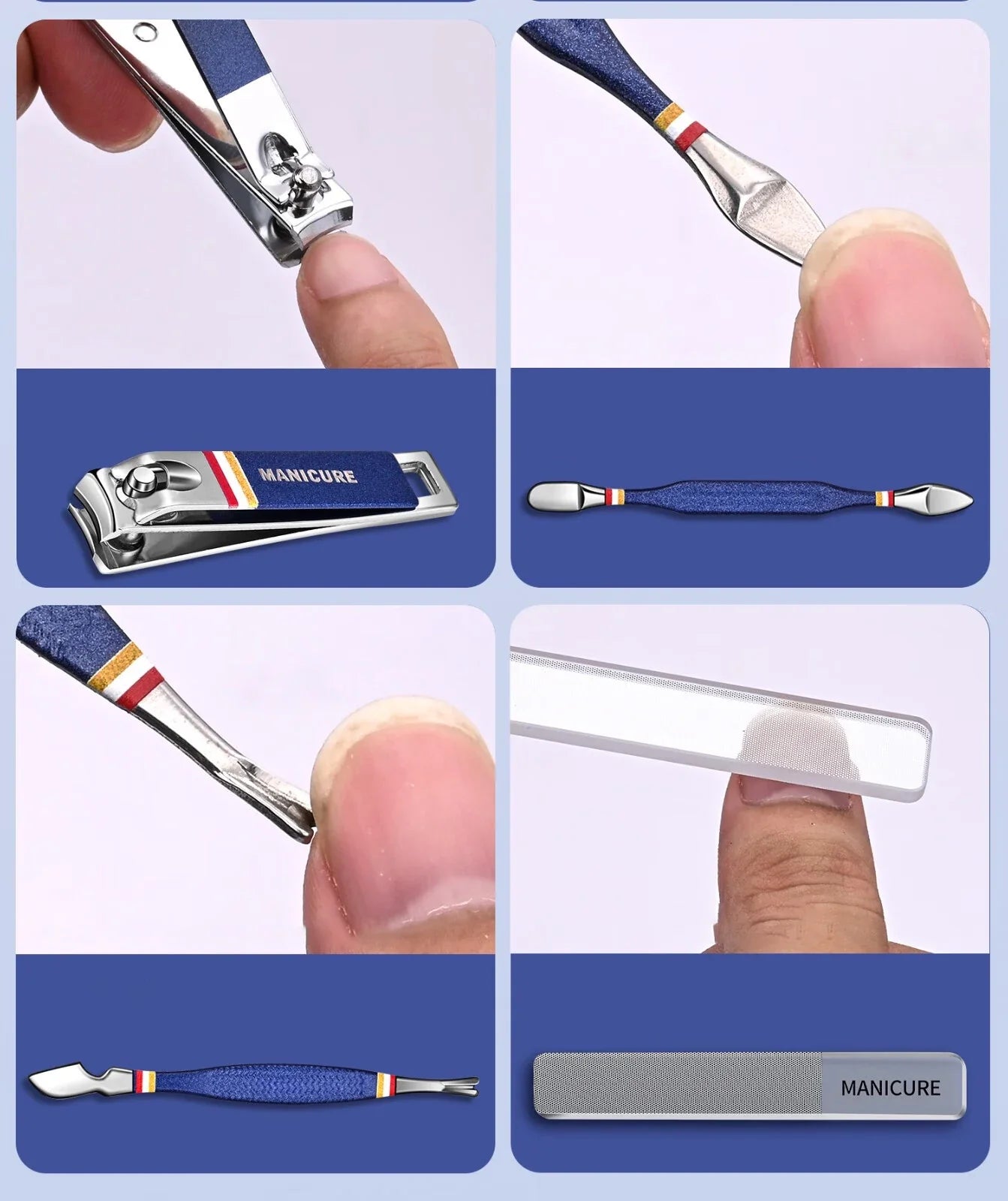 Nail Cutter Set - Stainless Steel Manicure Kit with Folding Bag