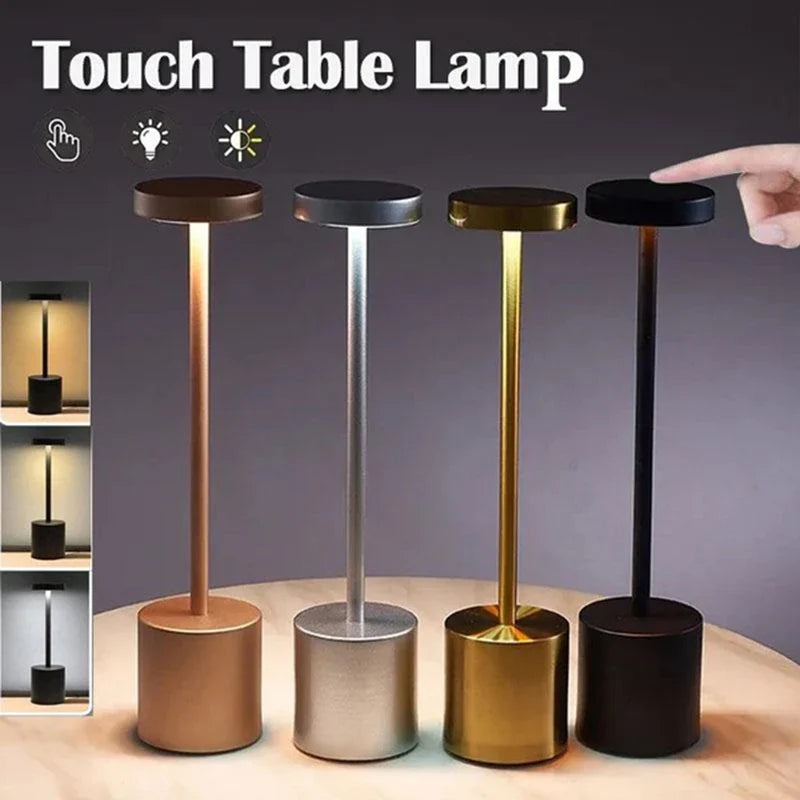 Classic Rechargeable Touch Table Lamp – Stepless Dimming & 3 Color Modes