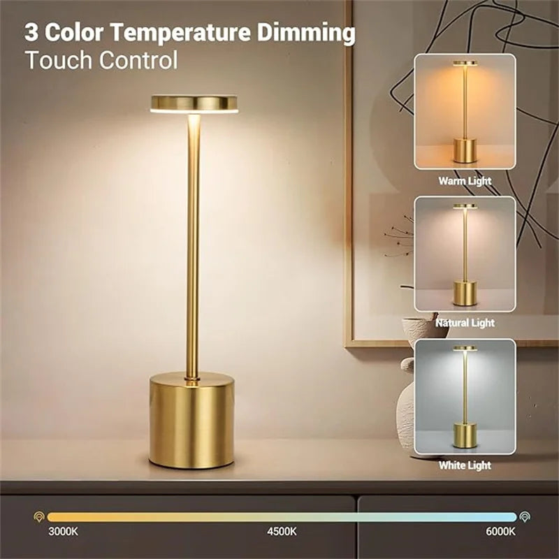 Classic Rechargeable Touch Table Lamp – Stepless Dimming & 3 Color Modes