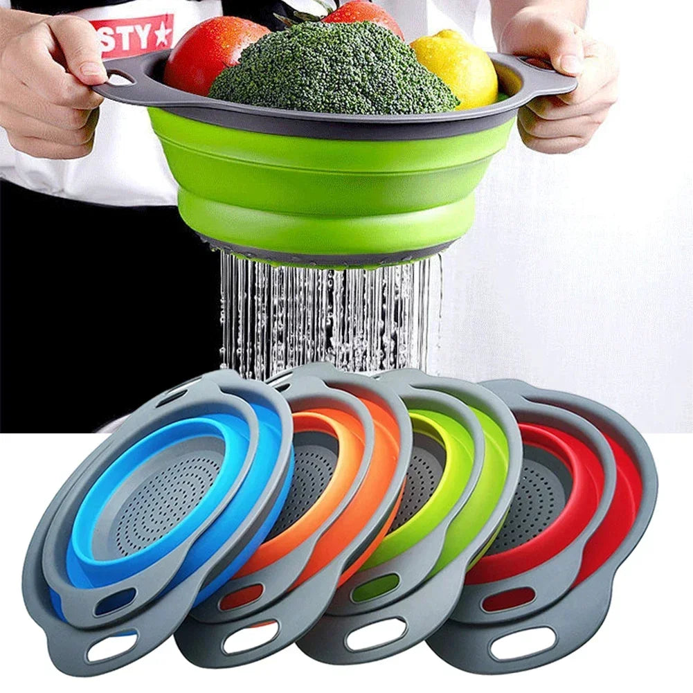 Silicone Folding Drain Basket - Collapsible Fruit & Vegetable Washing Basket