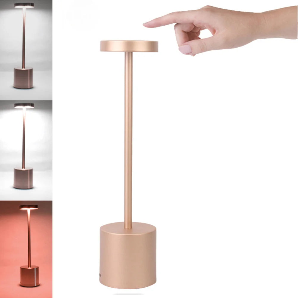 Classic Rechargeable Touch Table Lamp – Stepless Dimming & 3 Color Modes